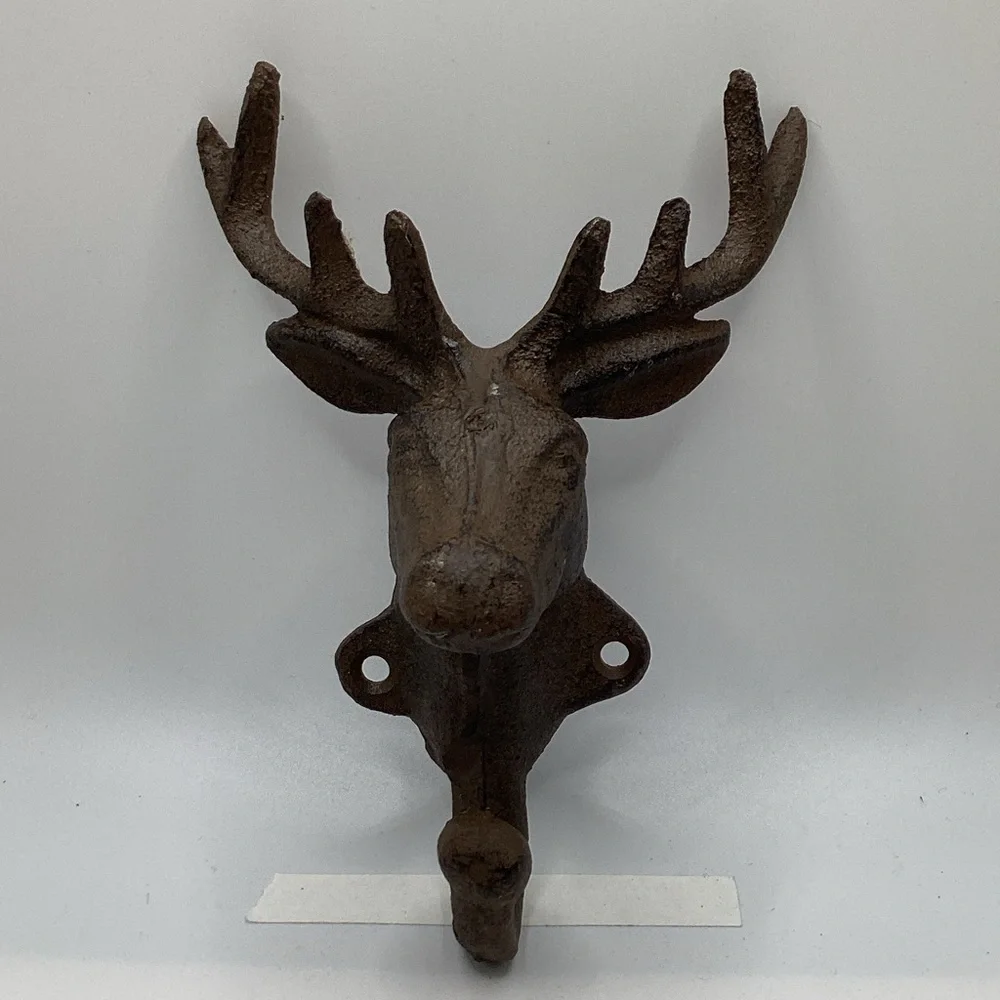 Rustic Brown Deer Head Wall Hook